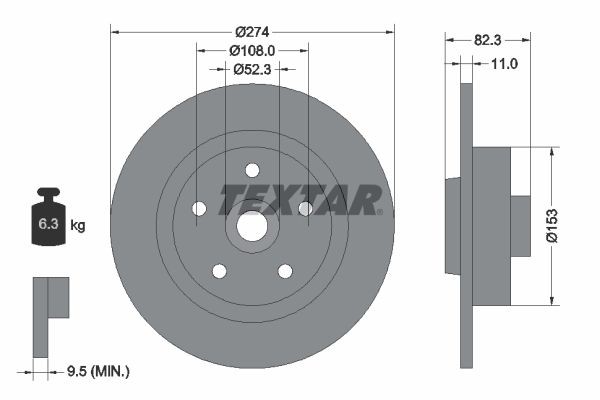 TEXTAR Brake disc Article number: 92119100 cheaply