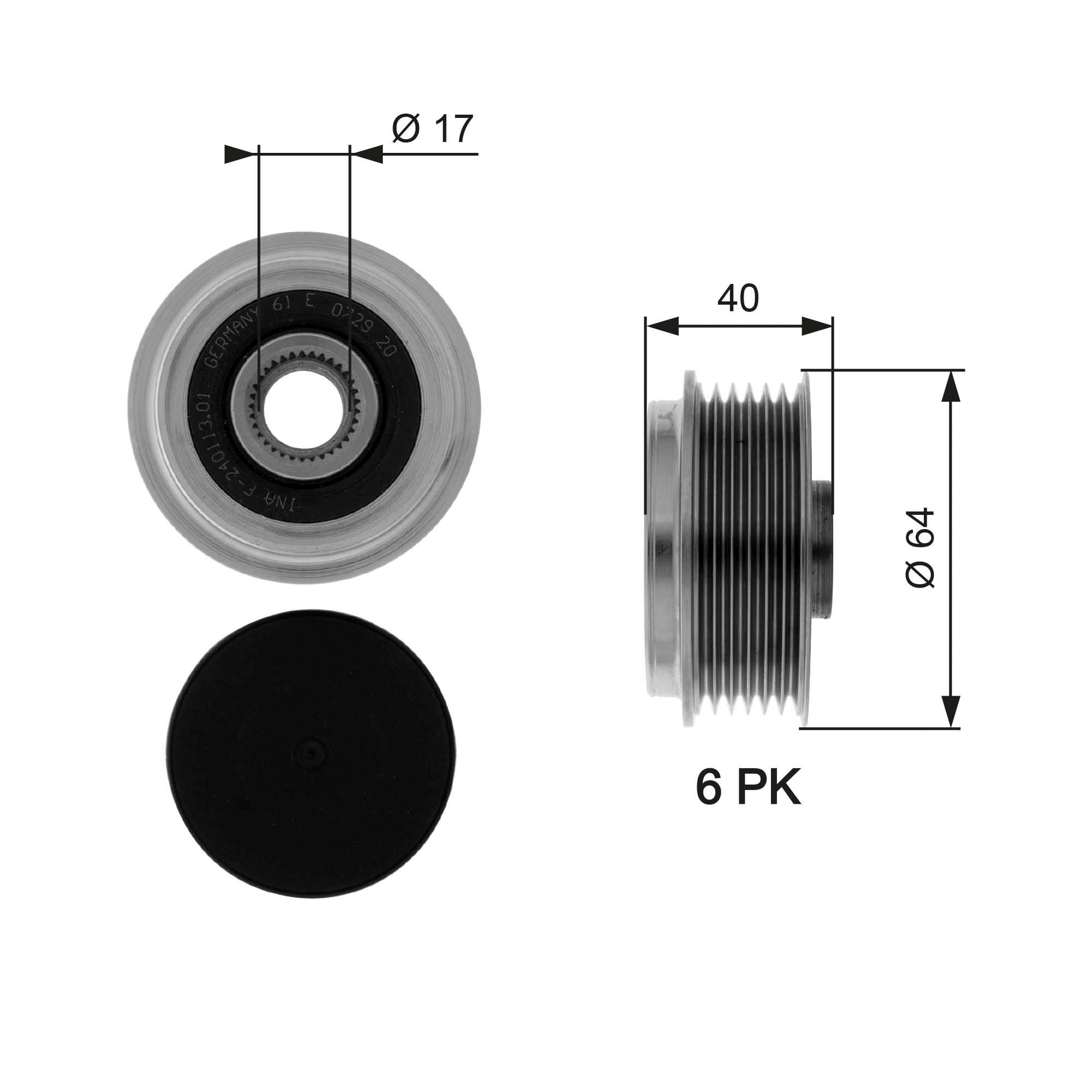 GATES Alternator Freewheel Clutch Article number: OAP7037 cheaply
