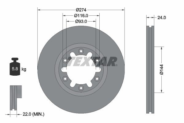 TEXTAR Brake disc Article number: 92136300 cheaply