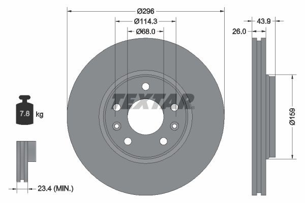 TEXTAR Brake disc Article number: 92195603 cheaply