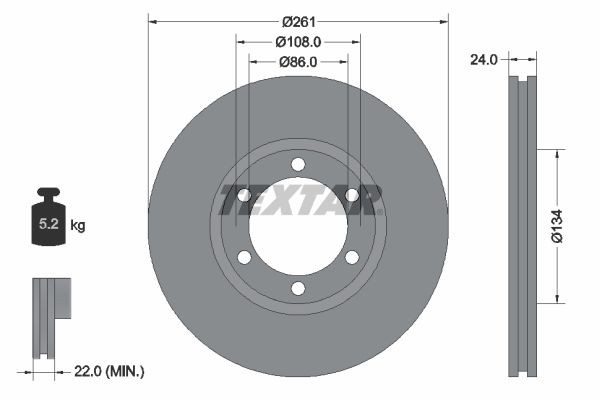 TEXTAR Brake disc Article number: 92234700 cheaply