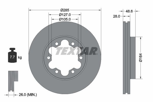TEXTAR Brake disc Article number: 92234900 cheaply