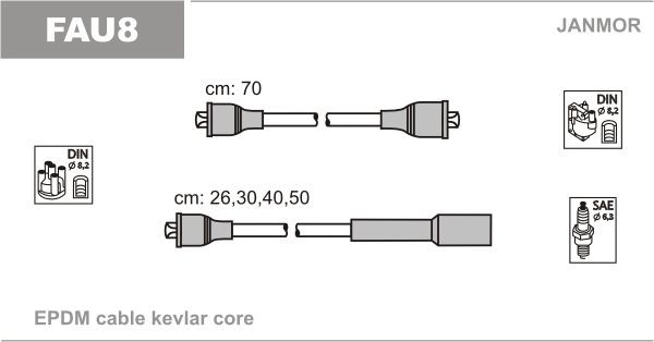 JANMOR Ignition Cable Kit Article number: FAU8 cheaply