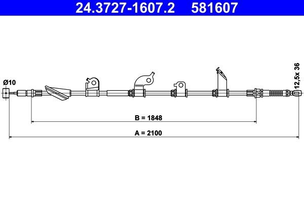 ATE Hand brake cable Article number: 24.3727-1607.2 cheaply