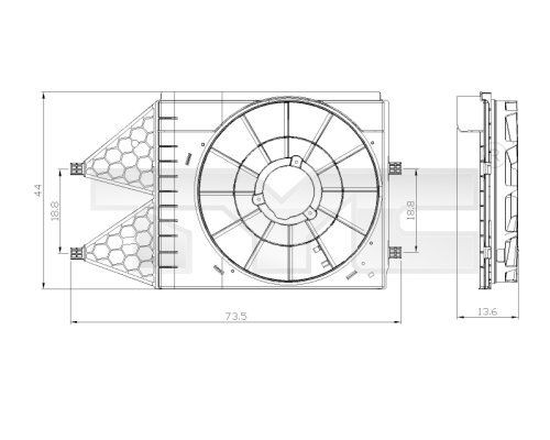 TYC 837-0033-1 Support, cooling fan POLO 1.4 BiFuel 82 PS Petrol/Petroleum Gas (LPG) 2022