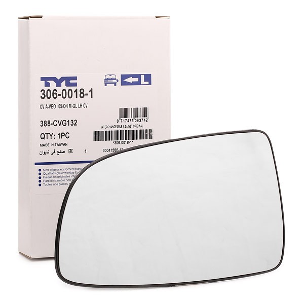 TYC Mirror Glass, outside mirror Article number: 306-0018-1 cheaply