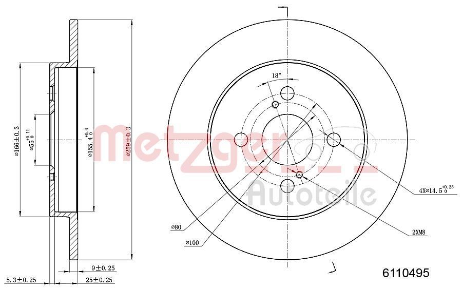 METZGER Brake disc Article number: 6110495 cheaply