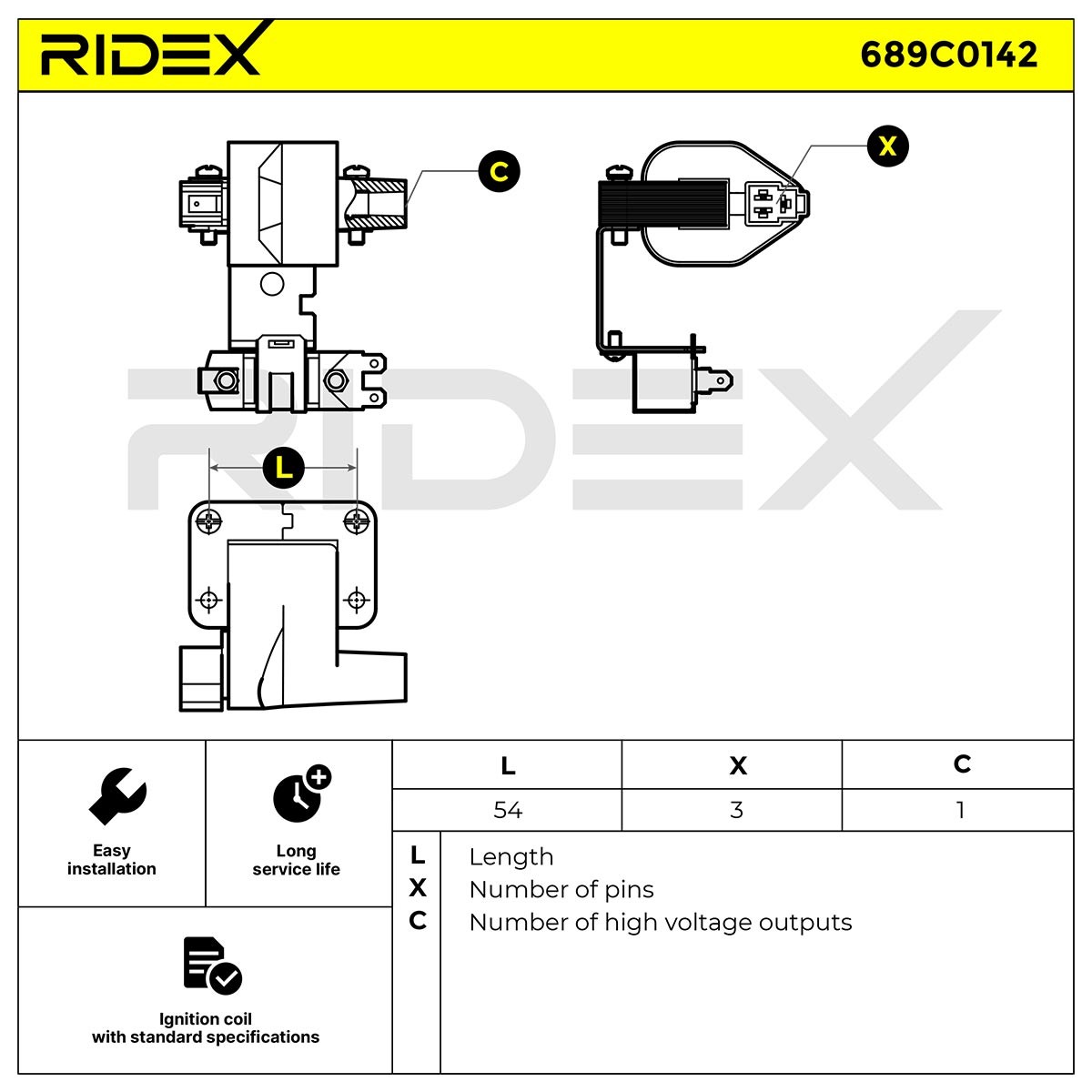 RIDEX Ignition coil Article number: 689C0142 cheaply