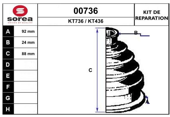 SNRA Bellow Set, drive shaft Article number: 00736 cheaply