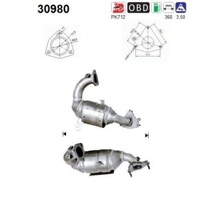 AS Catalytic converter Article number: 30980 cheaply