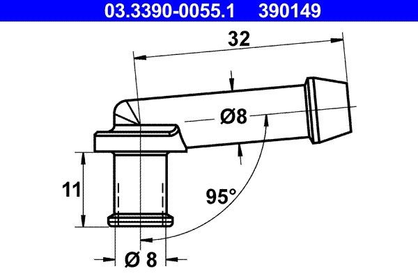 ATE Connection Piece, hose line Article number: 03.3390-0055.1 cheaply