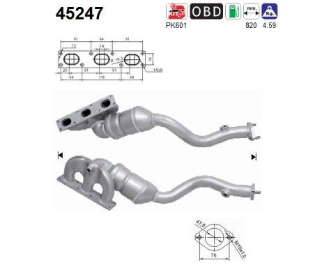 AS Catalytic converter Article number: 45247 cheaply