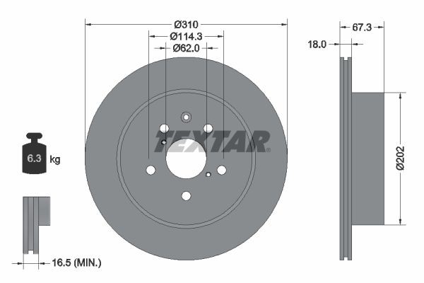 TEXTAR Brake disc Article number: 92148003 cheaply