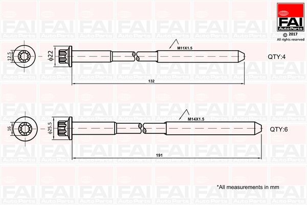 FAI AutoParts Bolt Kit, cylinder head Article number: B1625 cheaply