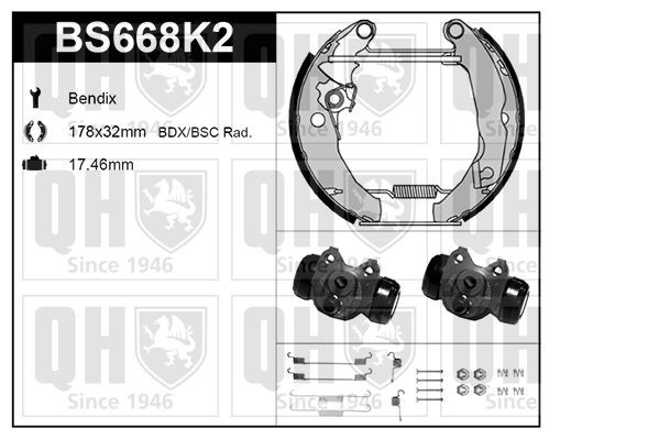 QUINTON HAZELL Brake Shoe Set Article number: BS668K2 cheaply
