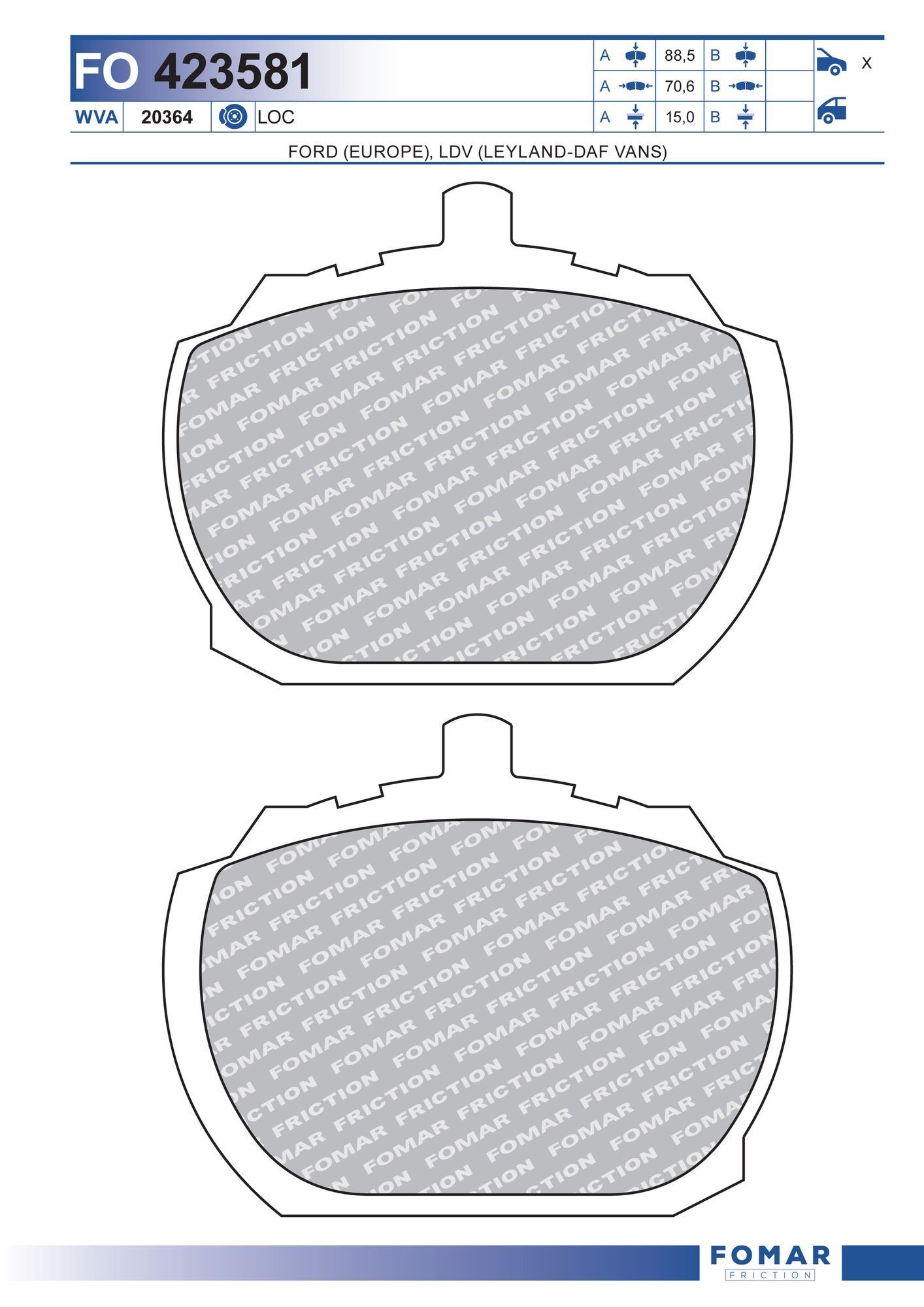 FOMAR Friction Brake pad set Article number: FO 423581 cheaply