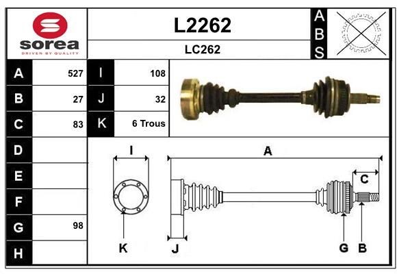 SNRA Drive shaft Article number: L2262 cheaply