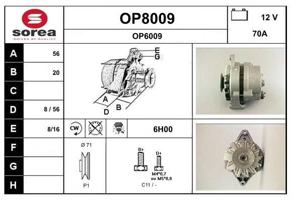 SNRA Alternator Article number: OP8009 cheaply