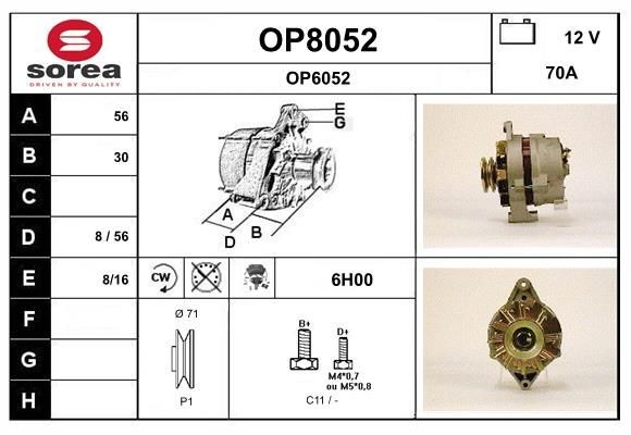 SNRA Alternator Article number: OP8052 cheaply