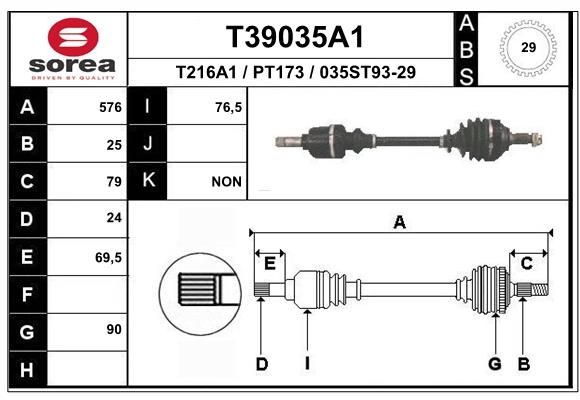 EAI Drive shaft Article number: T39035A1 cheaply