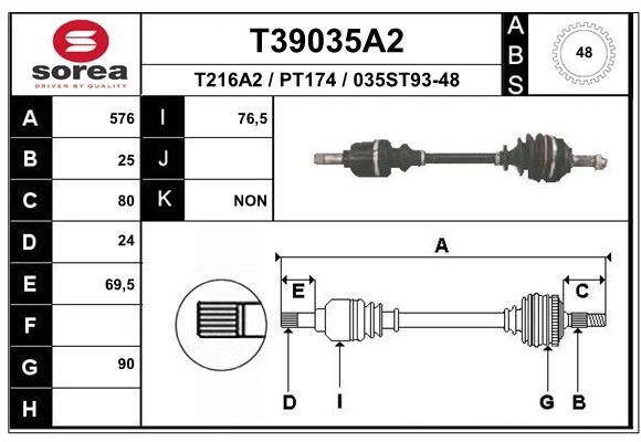 EAI Drive shaft Article number: T39035A2 cheaply