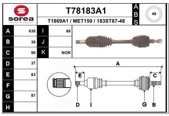 EAI Drive shaft Article number: T78183A1 cheaply