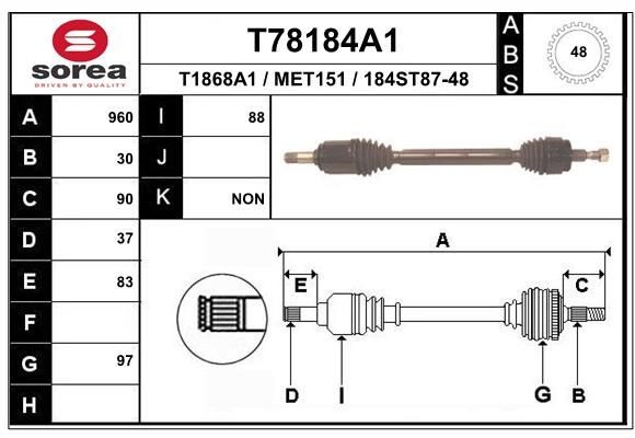 EAI Drive shaft Article number: T78184A1 cheaply