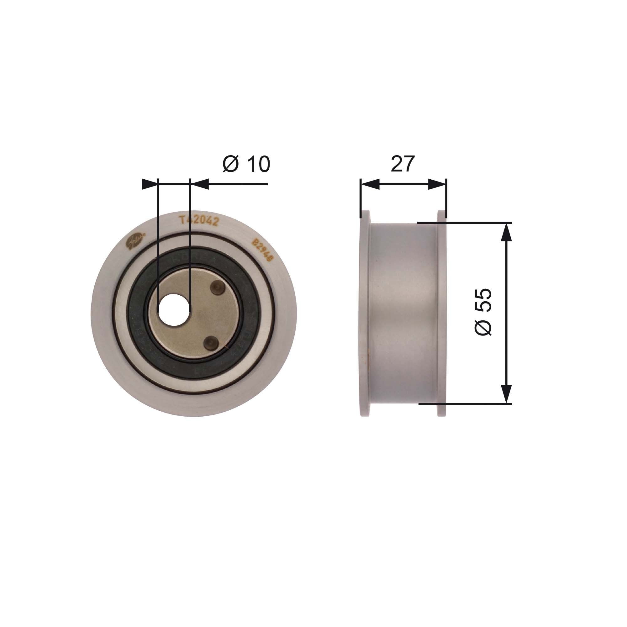 GATES Timing belt tensioner pulley Article number: T42042 cheaply