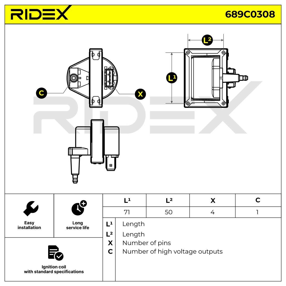 RIDEX Süütepool Artikli number: 689C0308 soodsalt