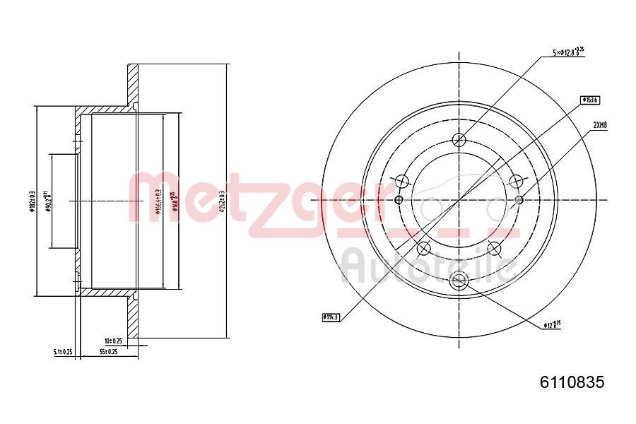METZGER Brake disc Article number: 6110835 cheaply