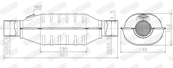 WALKER Catalytic Converter, universal Article number: 65997 cheaply
