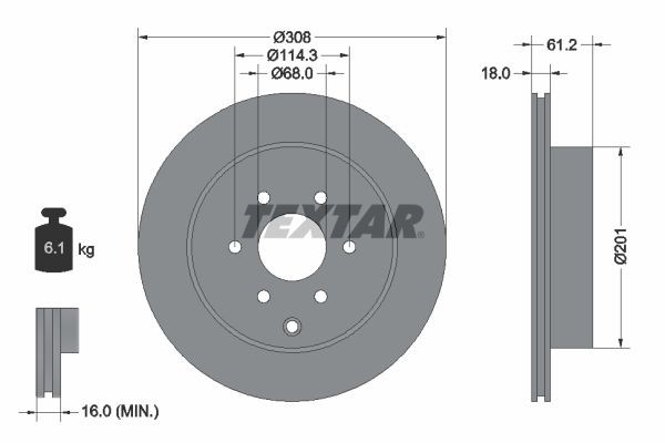 TEXTAR Brake disc Article number: 92296403 cheaply