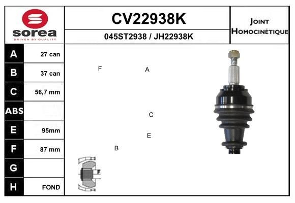 EAI Joint kit, drive shaft Article number: CV22938K cheaply