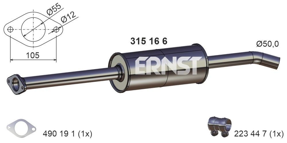 ERNST Front Silencer Article number: 315166 cheaply