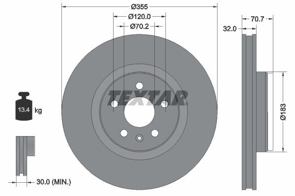 TEXTAR Brake disc Article number: 92313905 cheaply