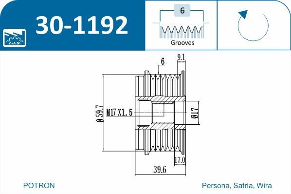 IJS GROUP Alternator Freewheel Clutch Article number: 30-1192 cheaply
