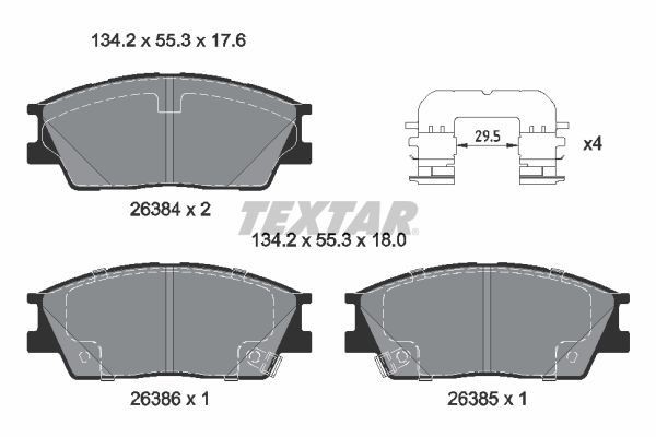 TEXTAR Brake pad set Article number: 2638401 cheaply