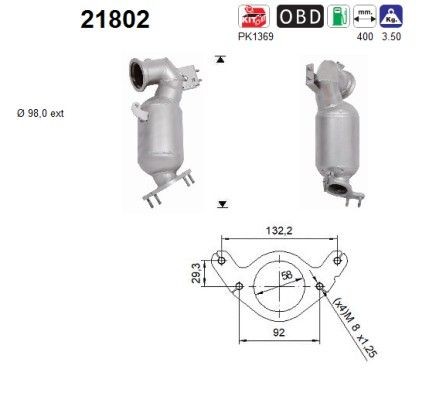 AS Catalytic converter Article number: 21802 cheaply
