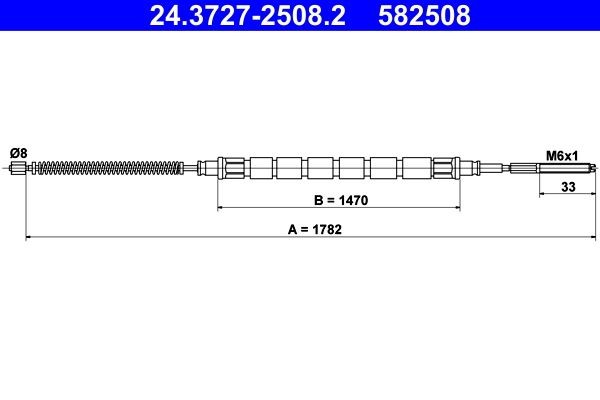 ATE Hand brake cable Article number: 24.3727-2508.2 cheaply