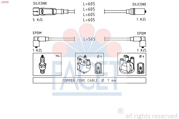 FACET Ignition Cable Kit Article number: 4.8725 cheaply