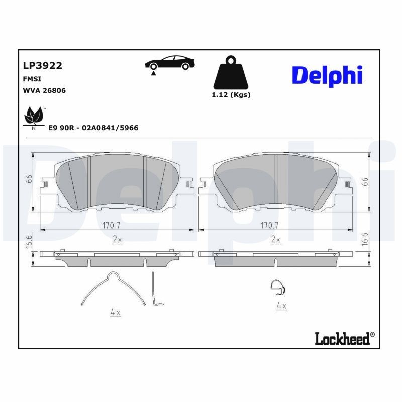 DELPHI Brake pad set Article number: LP3922 cheaply
