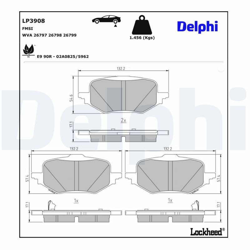 DELPHI Brake pad set Article number: LP3908 cheaply