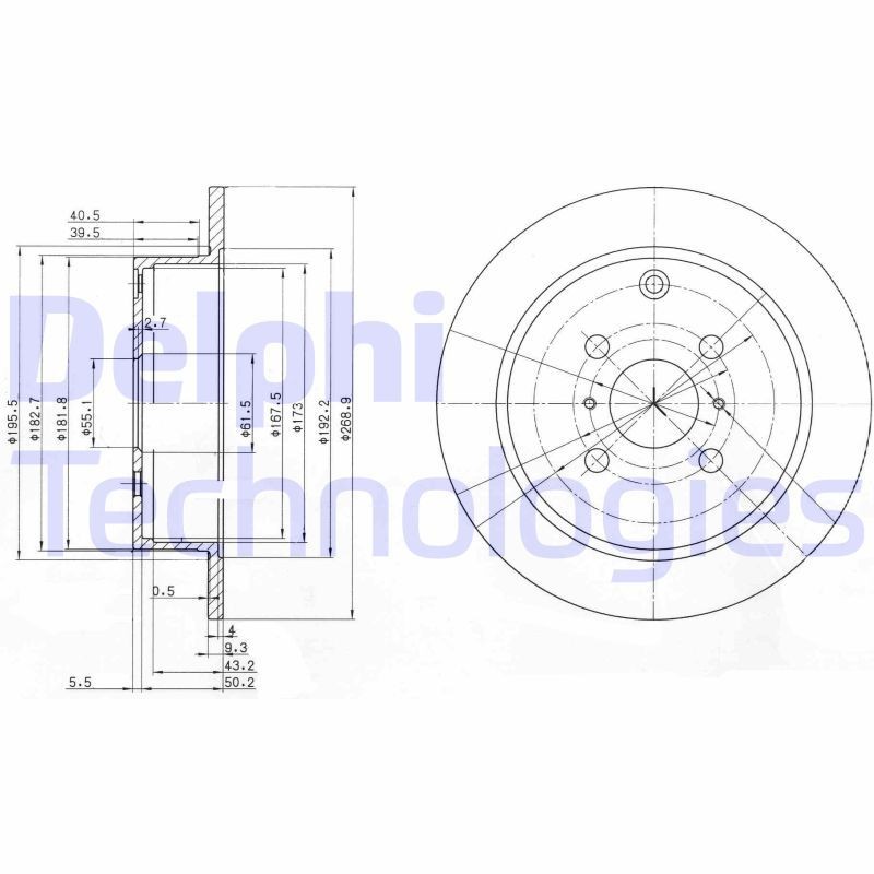 DELPHI Brake disc Article number: BG3867 cheaply