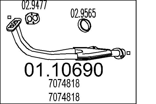 MTS Exhaust Pipe Article number: 01.10690 cheaply