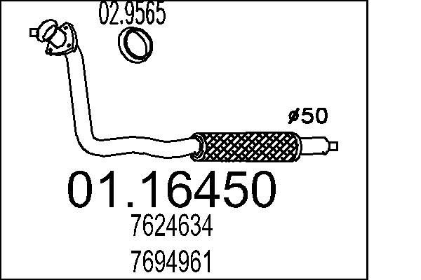 MTS Exhaust Pipe Article number: 01.16450 cheaply