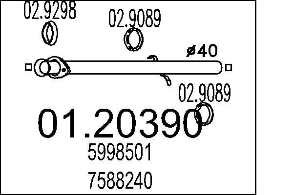 MTS Exhaust Pipe Article number: 01.20390 cheaply