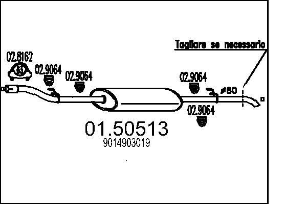 MTS Middle silencer Article number: 01.50513 cheaply