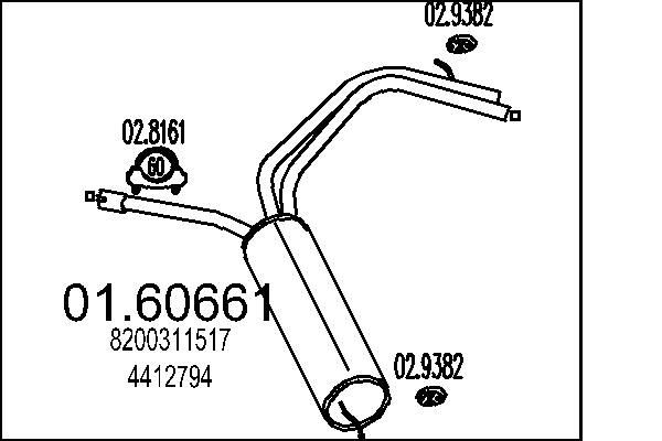 MTS Rear silencer Article number: 01.60661 cheaply