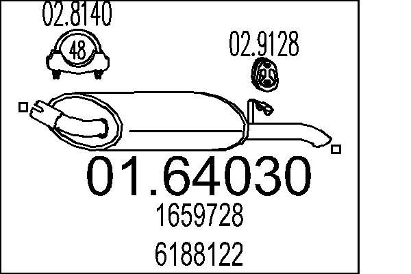 MTS Rear silencer Article number: 01.64030 cheaply