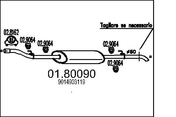 MTS Middle silencer Article number: 01.80090 cheaply